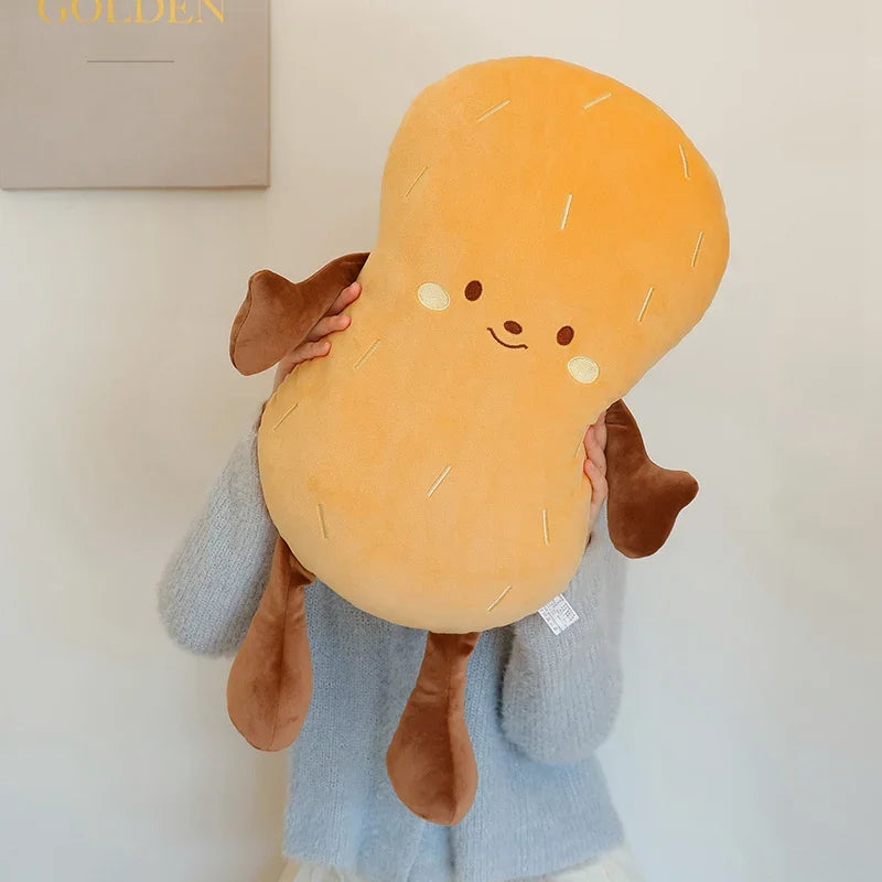 Adorable Cartoon Smile Peanut Plush Throw Pillow Soft Comfy Sleeping Pillow Back Pillow For Chair Creative Home Decor Nice Gift