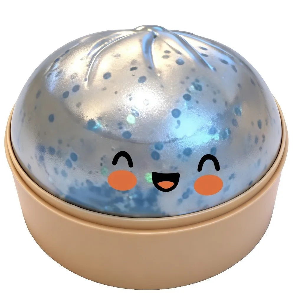 Glitter Dumplings Squishy Toy Soft with Steamer Squishy Toy Slow Resilience Fidget Stress Relief Sensory Ball