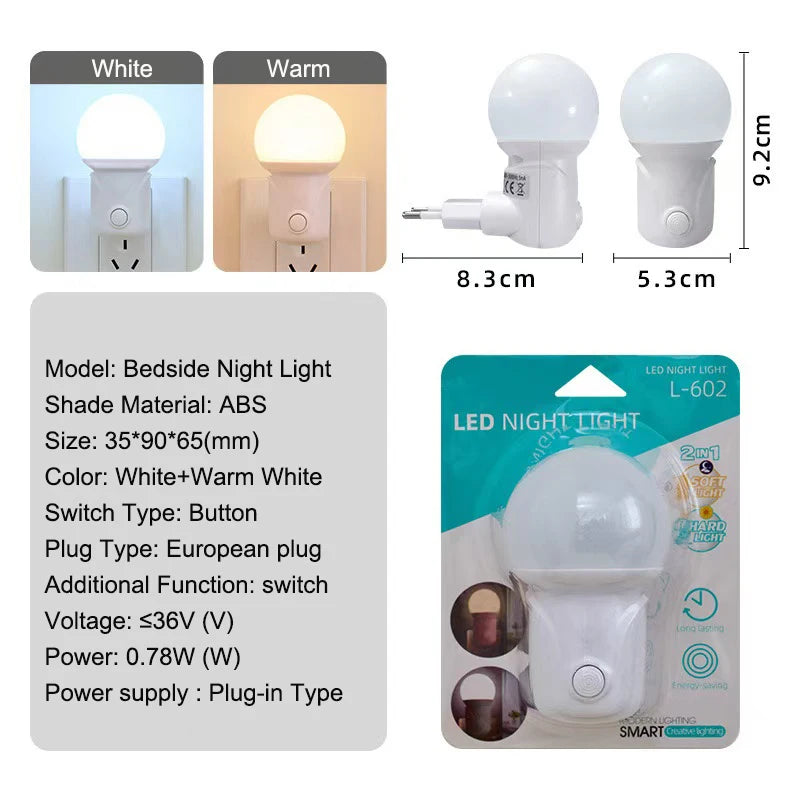 Modern Bedside Night Light Lamp Kids All Night 220V Led Lights Plug In Wall Night Lights For Bedroom EU Plug Night Lamp Romantic