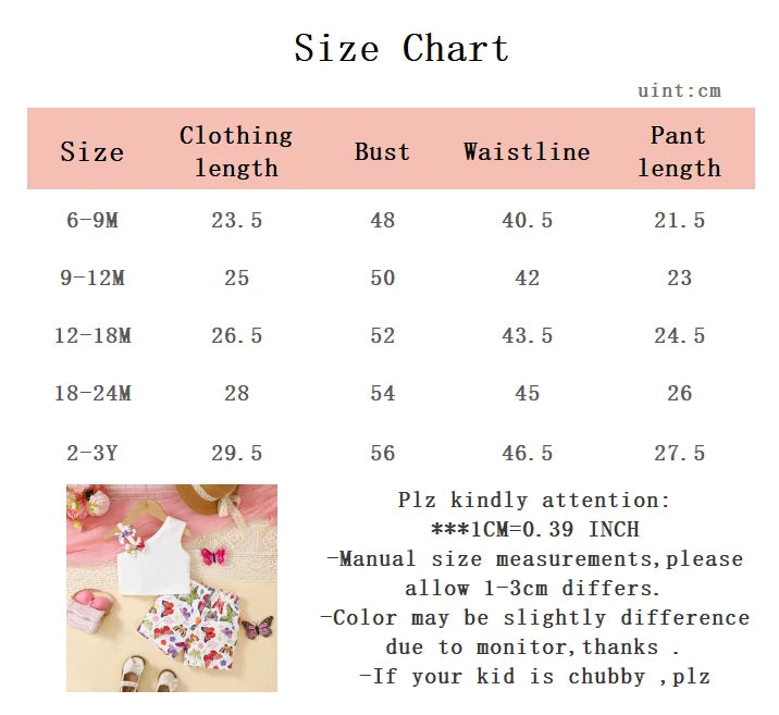 Baby Girl Bow Flower sloping shoulder Top+color Butterfly Print Shorts Fashionable2Pcs/Set for 0-3 Year Baby Girls Summer Set