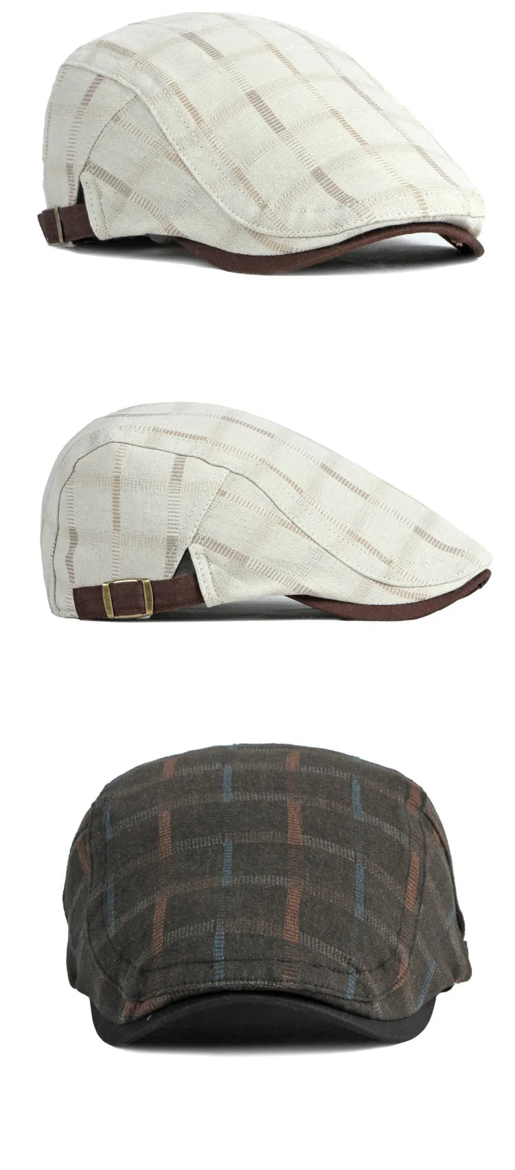 New Duckbill Hat for Men Spring Summer British Retro Fashion Plaid Casual Painter Hat Women's Beret