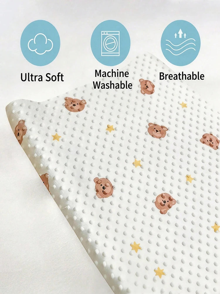1Pc Baby Diaper Changing Pad, Ultra-Soft 3D Bean Material, Cute Animal Print, Washable and Durable, Suitable for Newborns, Cribs, Strollers, and Travel Use