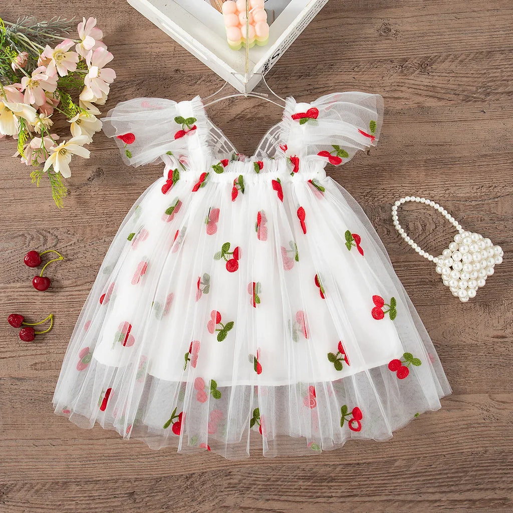 Girls' Dress Summer Lace Floral Print Cute Princess Baby Girl Dress Adorable Wedding Flower Girl Outfit