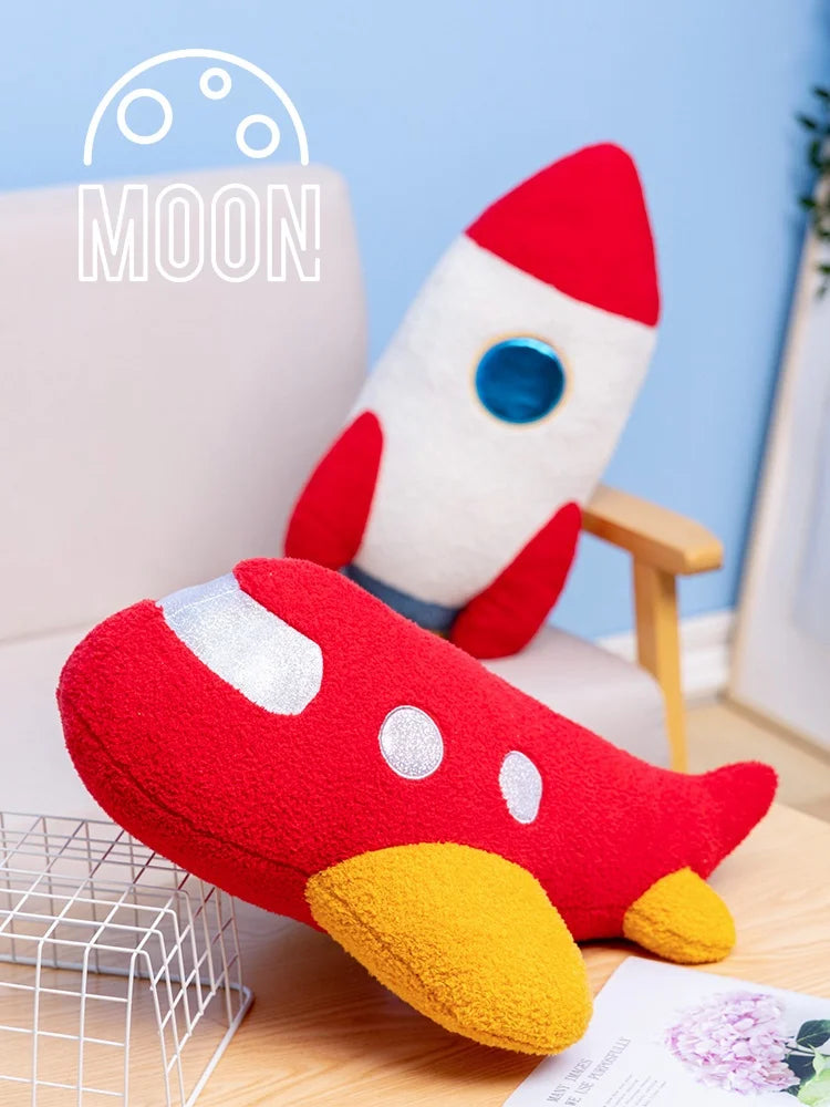 Hot 58cm Plush Rocket Astronaut Toy Stuffed Spaceship Throw Pillow Home Decor Birthday Gift Space Discovery Educational For Kids