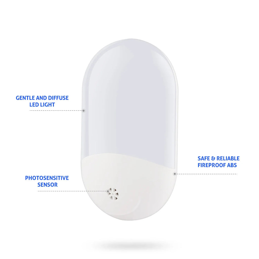 Melery LED Sensor Light EU Plug Night Warm White Nightlight Dusk/Dawn for Children Home Bedroom Bathroom Kitchen Hallway Stairs