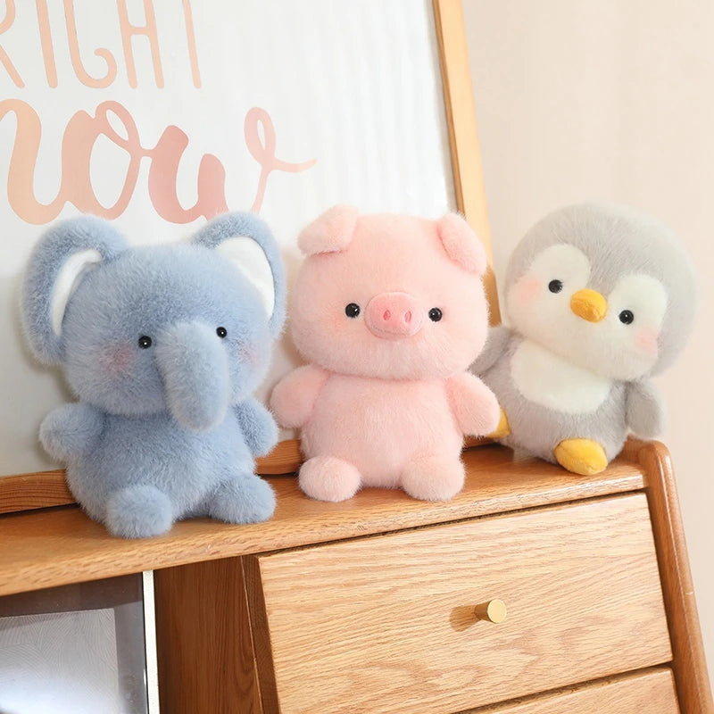 Kawaii Soft Plush Doll Pillow Animal Series - Elephant Pig Dog Sheep Penguin Raccoon Cat - Cute Toy Gift for Boys & Girls