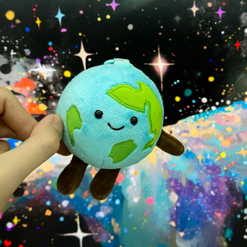Simulation Earth Plush Toy Bag Key Pendant Planets in the Solar System Soft Doll Toys Cartoon Star Style Birthday Gift for Kids