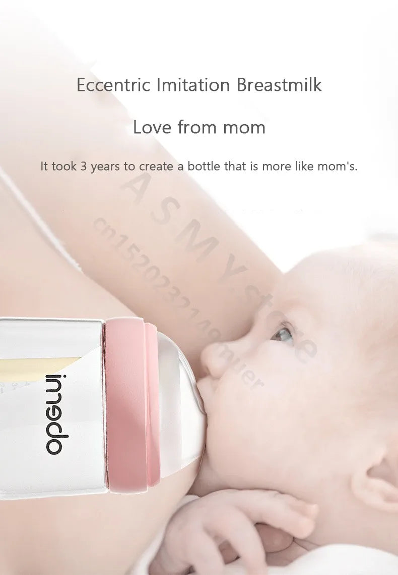 Anti-flatulence newborn glass bottle / wide mouth eccentric nipple anti-breastfeeding bottle / 150ML210ML glass bottle
