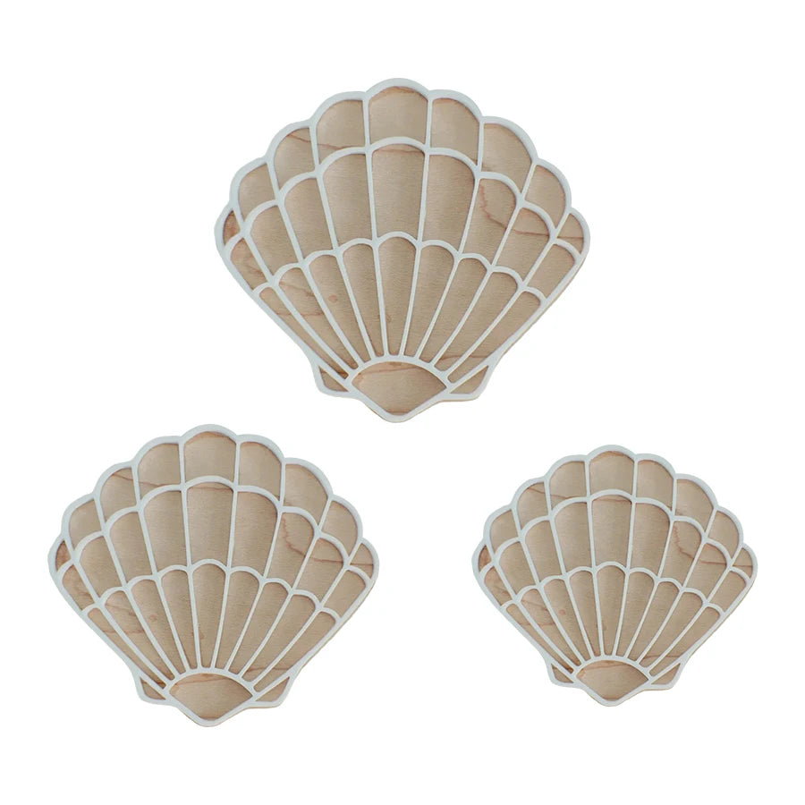 Bohemian Wooden Acrylic Shells and White Mermaid Home Decor Room Background Wall, Nautical Theme Shell Wall Decor for Boys and Girls Room