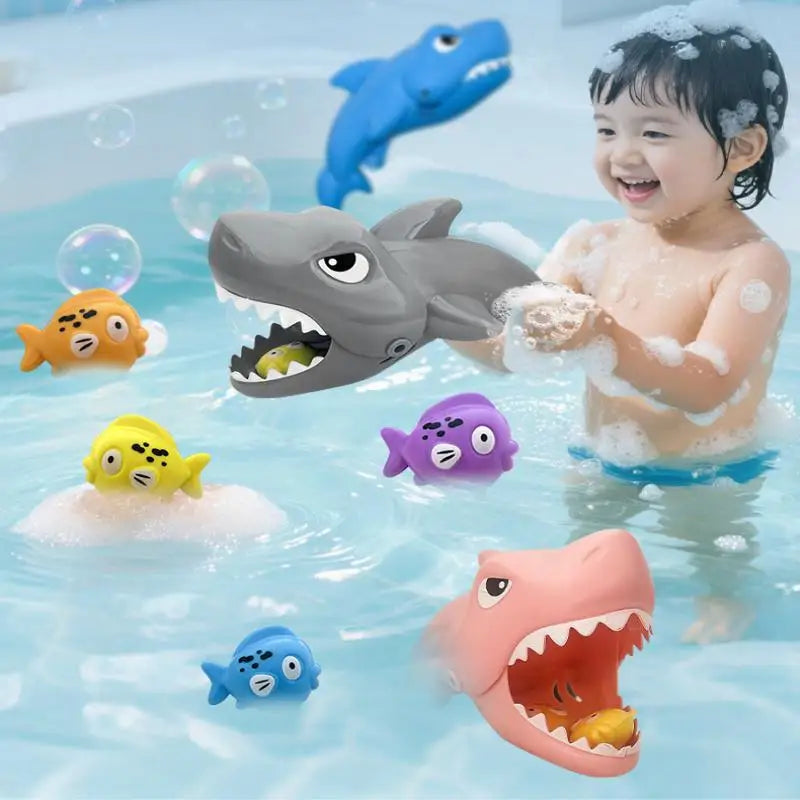 Kids Interactive Bathtub Toy Set, 5Pcs Big Shark Eats Small Fish, Fun Water Game, Ideal Children's Gift