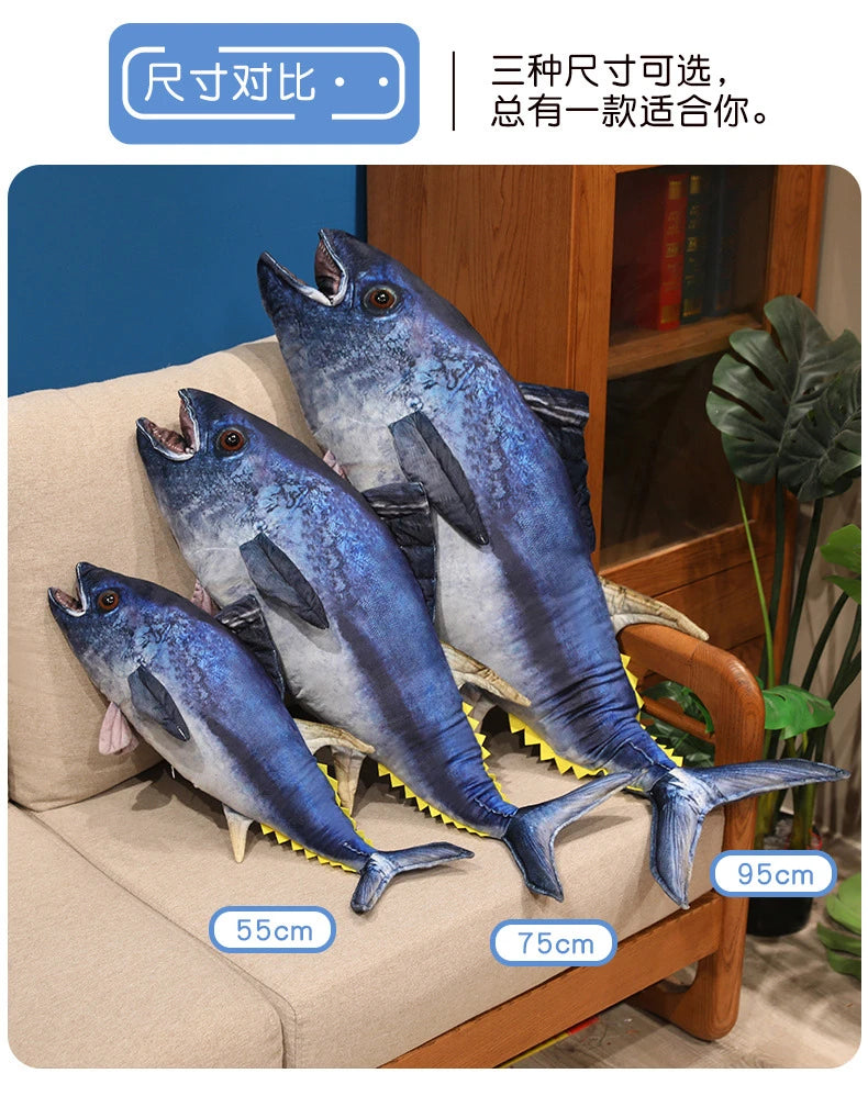 Hot Wholesale Stuffed Fish Throw Pillow 55/75/95cm 3d Simulation Tuna Plush Toys Creative Sofa Pillow Cushion Gift Kids Toy