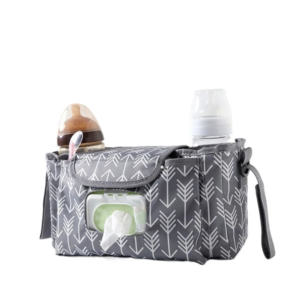 Stroller Storage Bag Large Capacity Waterproof Wet Wipe Holder With Multiple Pockets 30x16x10cm