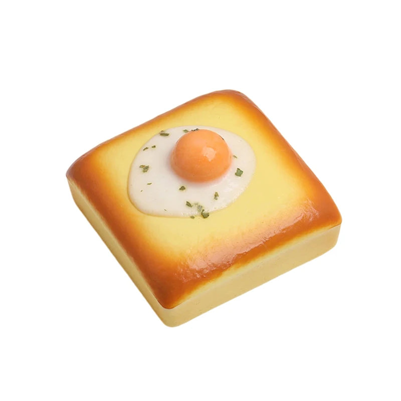 3D Realistic Fried Egg Toast Squishy Fidget Toy Slow Rising Stretchable Squeeze Decompression Toy Best Friend Gift for Adults