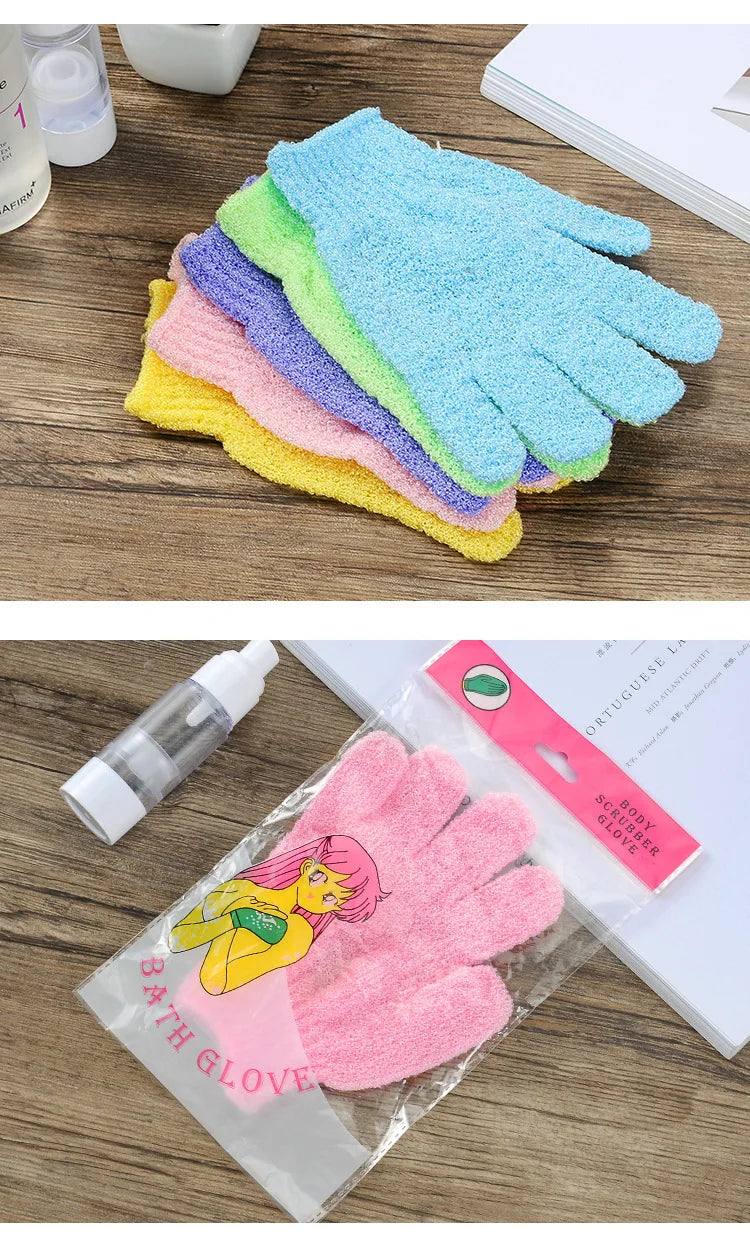 5/10/20/50pcs Exfoliating Shower Bath Gloves Double Sided Body Scrubber Gloves Tool for Massage Body Deep Cleaning Random Colors