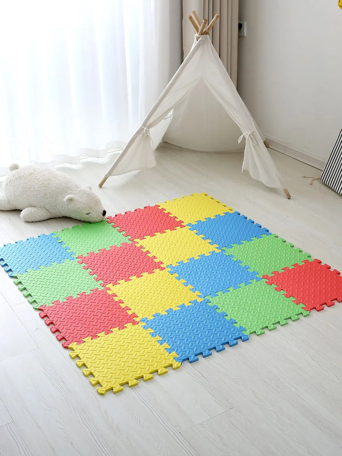 0.4 Inch/16pcs Thick Square Puzzle Mat ,30*30cm EVA Foam Baby Play Mat for Children Room Activities, Red/Yellow/Blue/Green