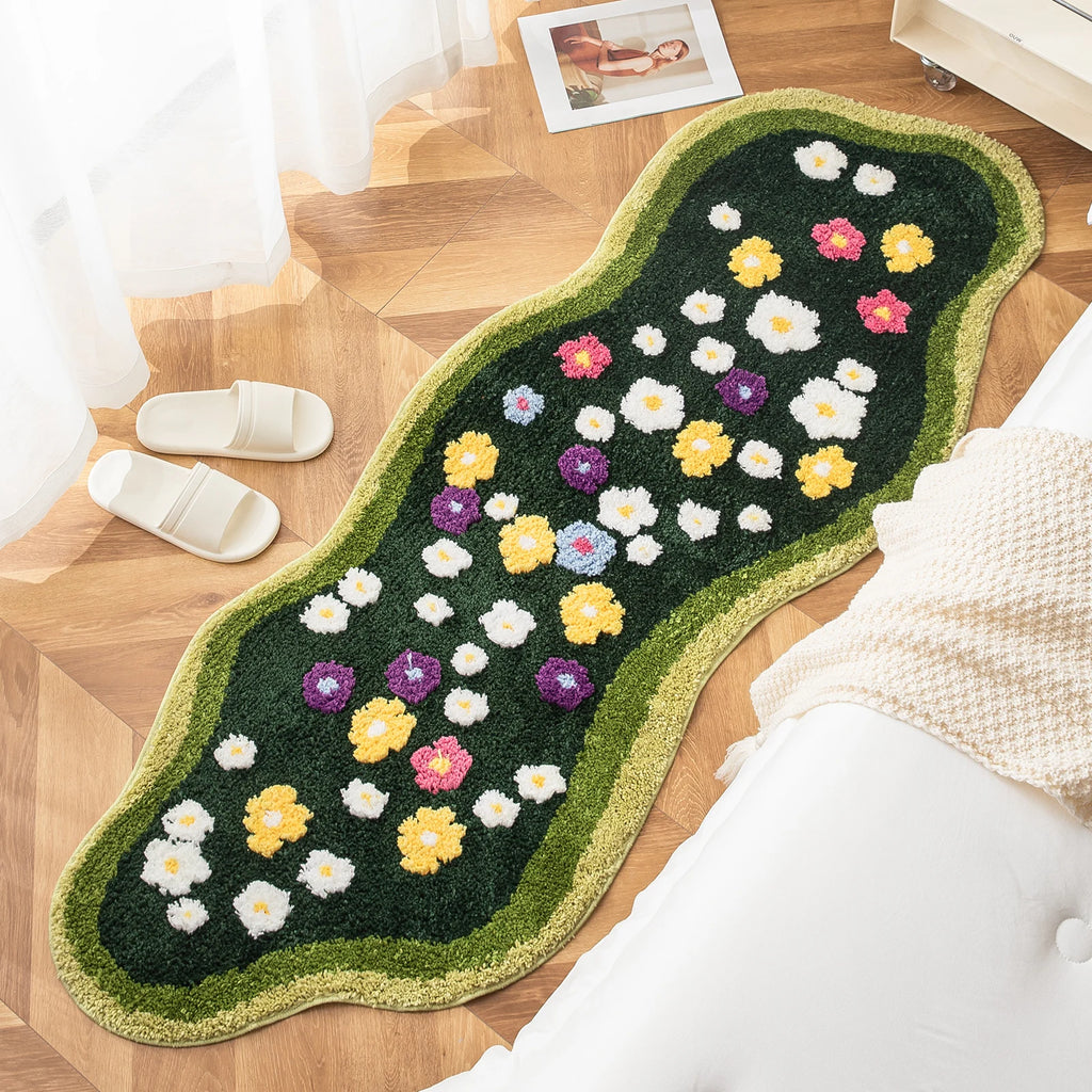 60X120Cm Irregular Flower Bathroom Mat Soft Fluffy Entrance Carpet Area Floor Pad Doormat Bedroom Aesthetic Home Room Decor