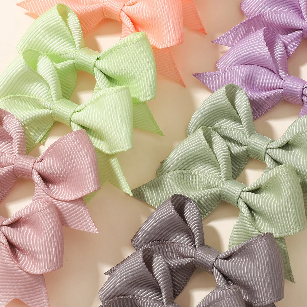 24Pcs 2-inch Hair Bows Clips for Girls Classic Ribbon Bowbot Pigtail Hairgrip Kids Hair Accessories Children's Headwear