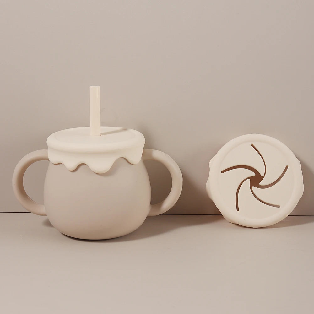 Personalized 280ml  Baby Cup- 3 in 1 Silicone Snack Cup, Sippy Cup, Leak Proof, Ice Cream Shape, Custom Name