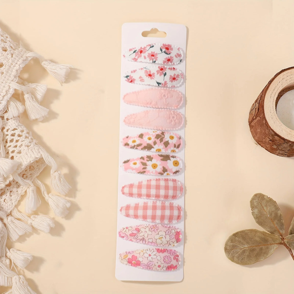 Hair Clips Set 10 Pieces Cotton Alloy Plaid Fabric Baby Toddler Hair Accessories BB Hairpins