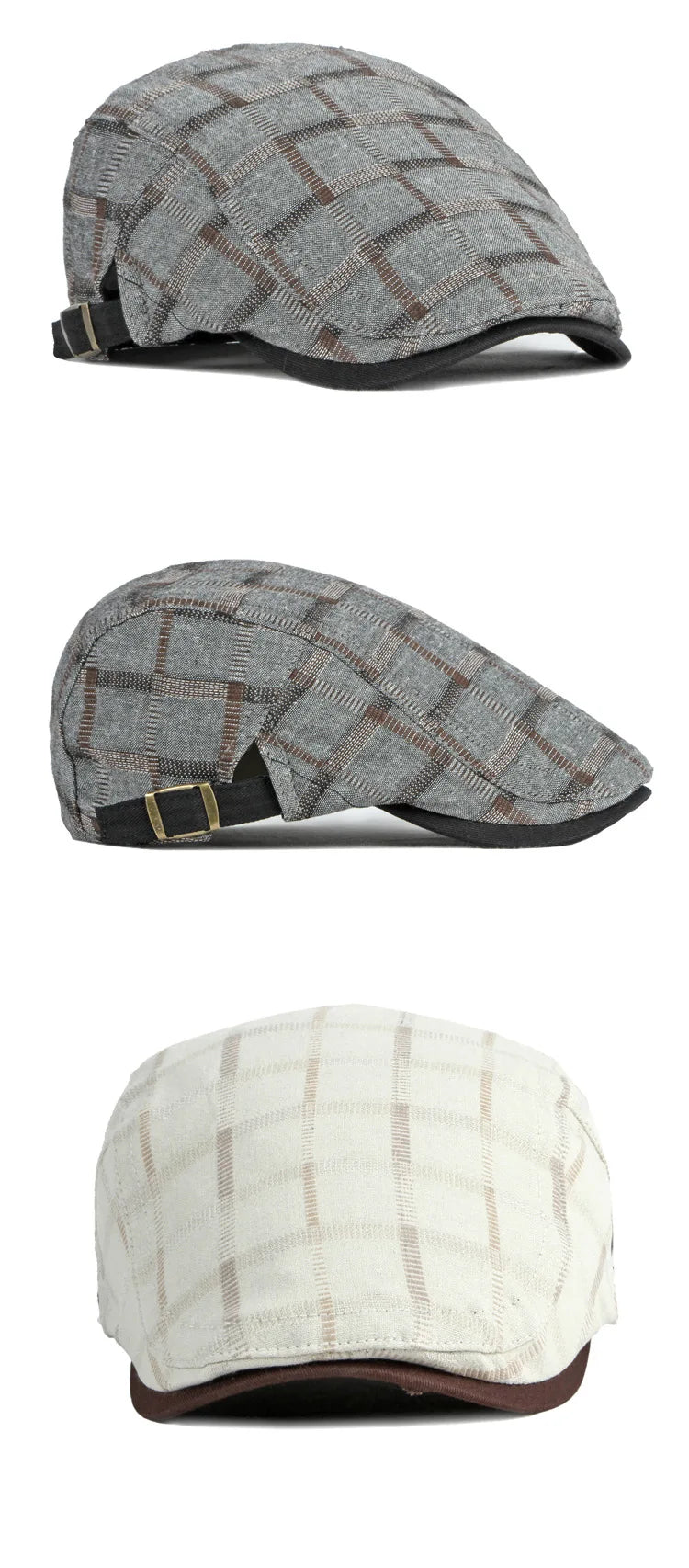 New Duckbill Hat for Men Spring Summer British Retro Fashion Plaid Casual Painter Hat Women's Beret