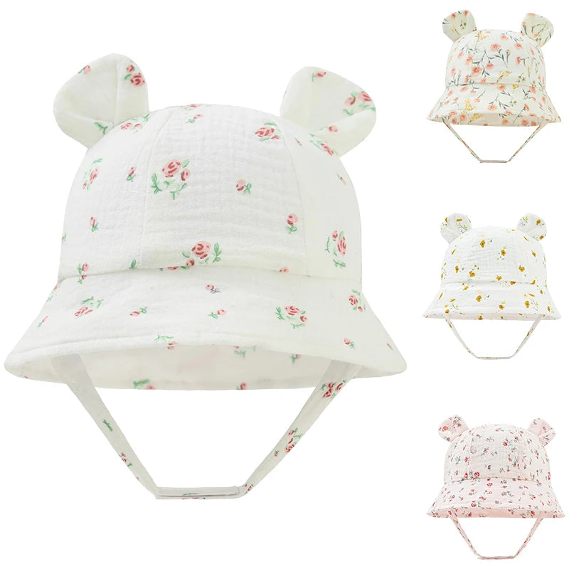 Kids Hat For Girls Muslin Cotton Children's Bucket Cap Panama Baby Girl Summer Travel Sunscreen Beach Hat Sun Fisherman Cap