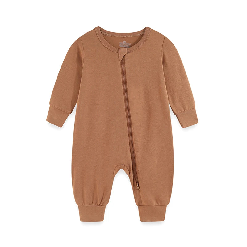 Kiddiezoom Four Seasons Long Sleeve Zipper Romper Unisex Infant Jumpsuit Rayon 1Pcs