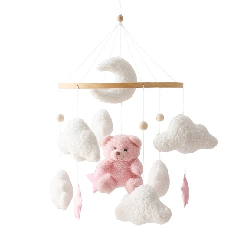 Crib Mobile Rattle Toy For 0 To 12 Months Forest Animal Theme With Wooden Bracket Hanging Bell
