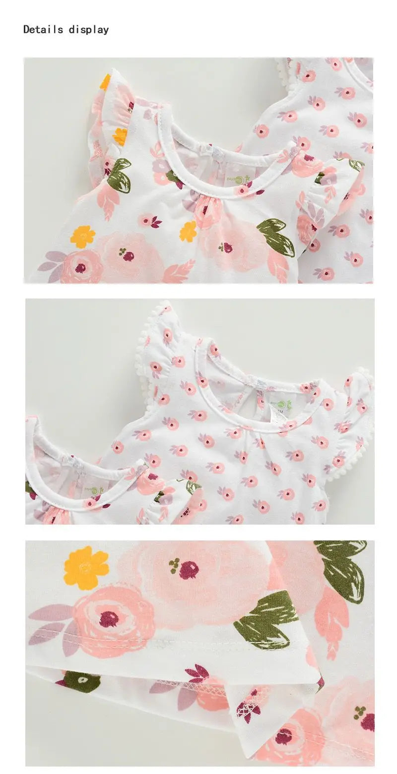 Cartoon Cute Newborn Girl Bodysuits Summer Baby Girl 2-Piece Sleeveless Onesies Fashion Infant Clothes
