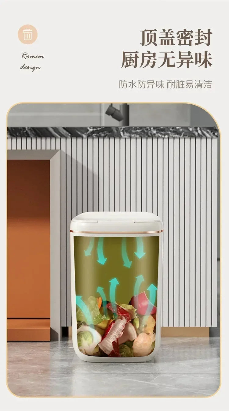 20L Smart Trash Can with Lid Waterproof Large-capacity Trash Bin Rechargable Automatic Garbage Can Fo Kitchen Bedroo Wastebasket