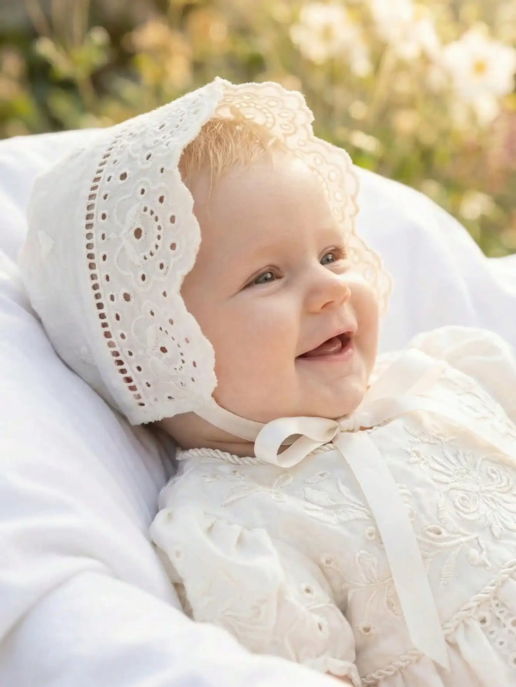 1Pc Retro Court Style Beige Embroidery Lace Baby Hat Soft Floral Bonnet For Newborn Girls 0-3/3-6 Months