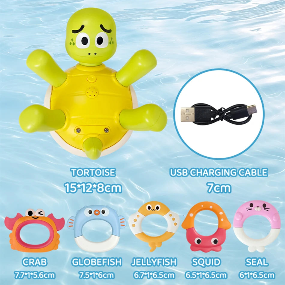 Electric Turtle Water Spray Turtle Toys Cute Swimming Turtle Bathroom Bath Toys Parent-Child Interactive For Kids Water Playing