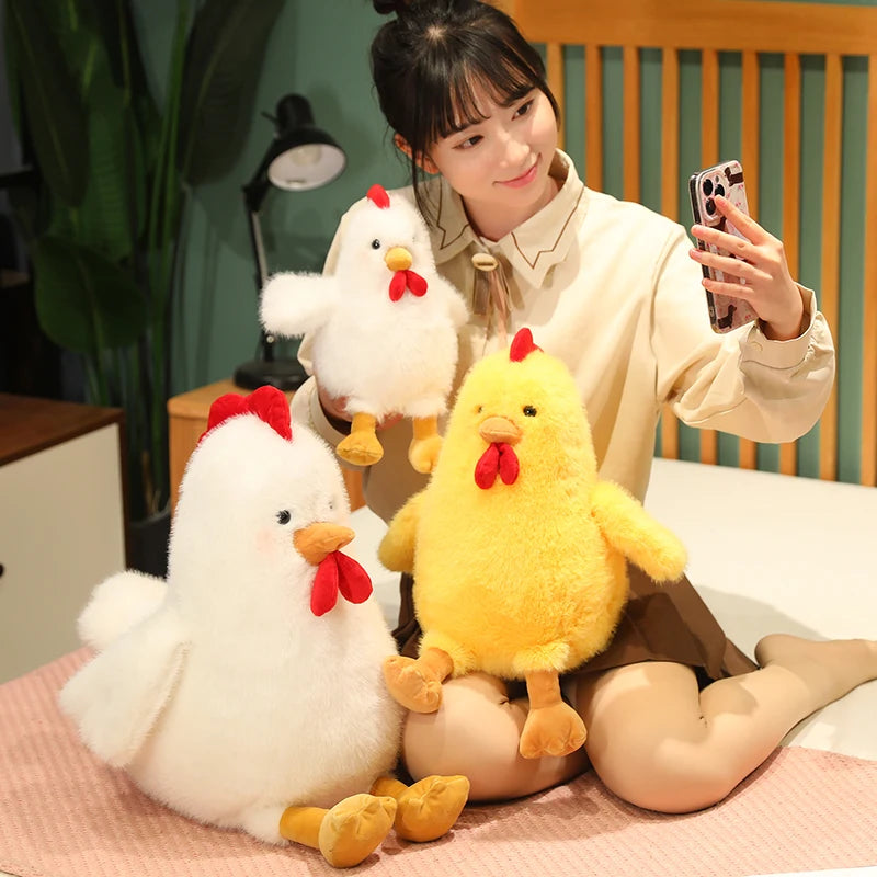 Nice Fluffy Chicken Plush Toys Cute Farmyard Animal White Yellow Chicken Plushies Funny Wet Chick Dolls Girl Boy Gift Home Decor