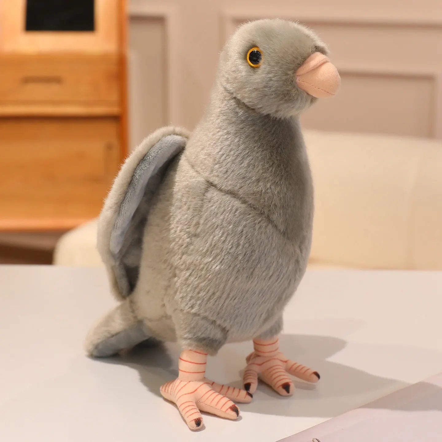 Grey White Simulation Pigeon Plush Toy Peace Dove Stuffed Animal Doll for Kids Home Decor And Photography Props