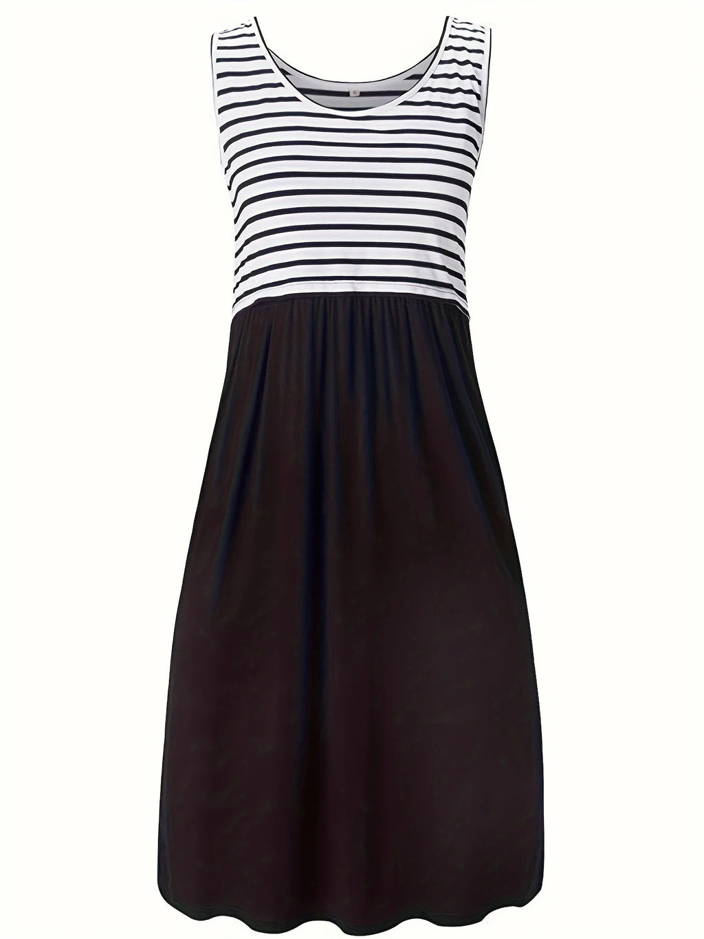 Maternity Nursing Sleeveless Mini Dress Stripe Splicing Comfortable Maternity Wear for Pregnant Women