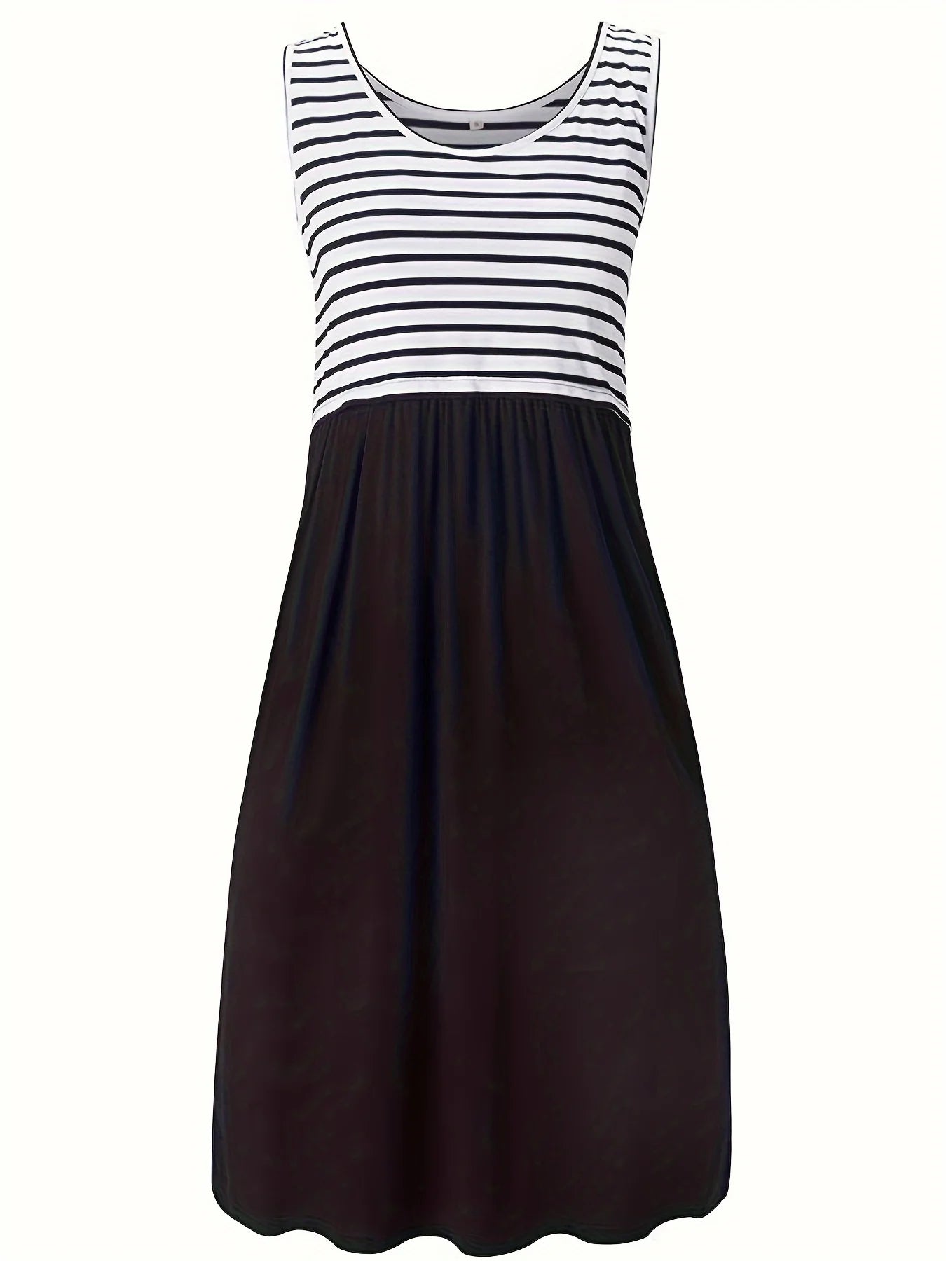Maternity Nursing Sleeveless Mini Dress Stripe Splicing Comfortable Maternity Wear for Pregnant Women