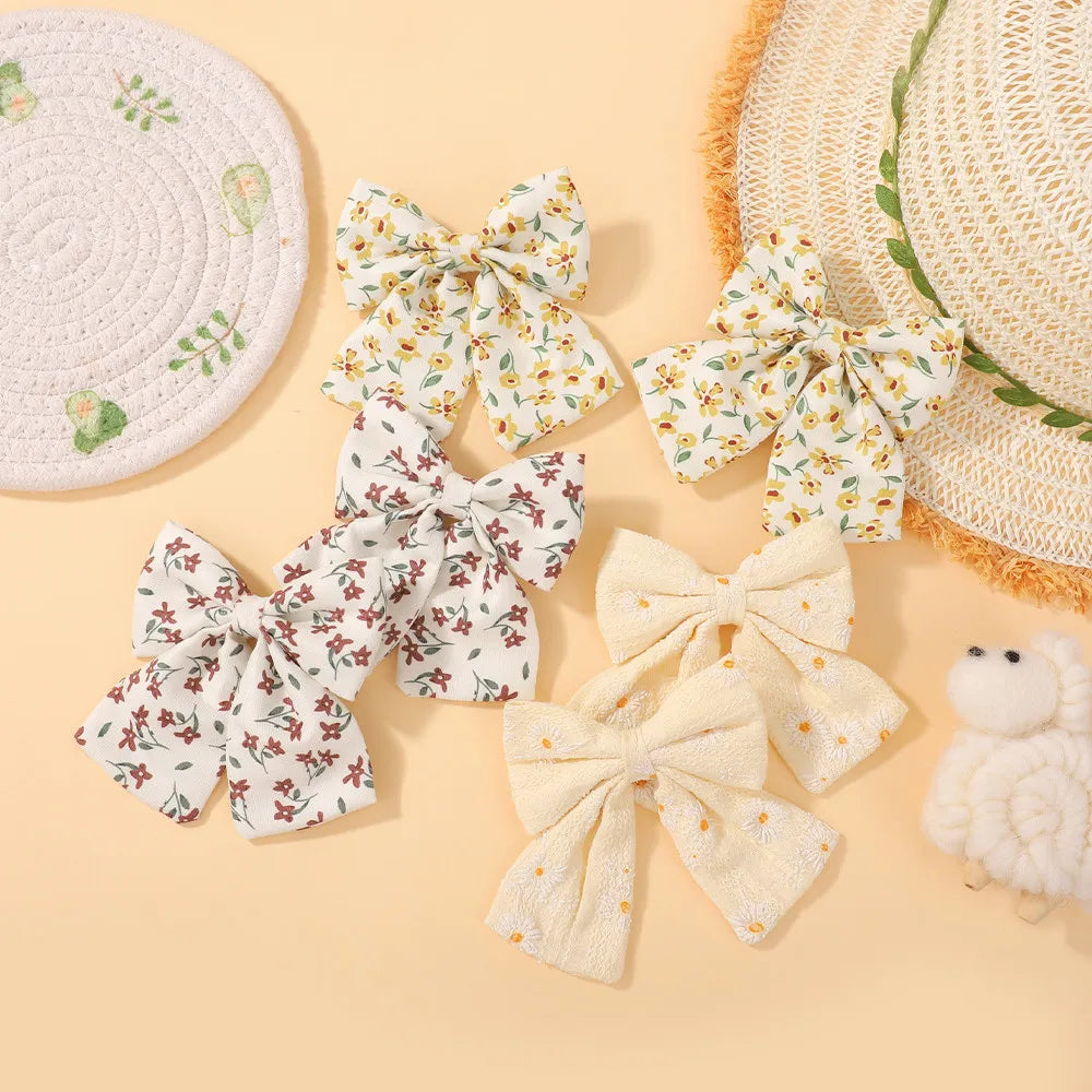 10pcs/set Cotton Flower Bowknot Hair Clips for Kids Girls Sweet Hairpin Barrettes Ponytail Clip Hair Accessories Headwear