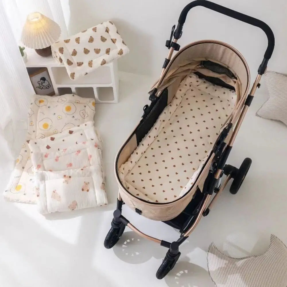 Soft Baby Stroller Cushion Comfortable Breathable Baby Pram Seat Mat Car Seat Cartoon Printed Dining Chair Cotton Pad