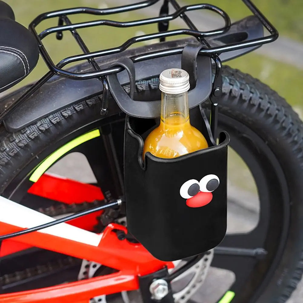 Cute Silicone Cup Holders Large Capacity Portable Baby Stroller Cup Rack Bottle Storage Bag Cartoon Face Water Bottle Pouches