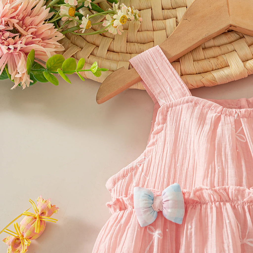 Casual Baby Clothes Korean Style Sweet Pink Baby Girl Suspender Dress Summer Birthday Party Gift Toddler Princess Dress