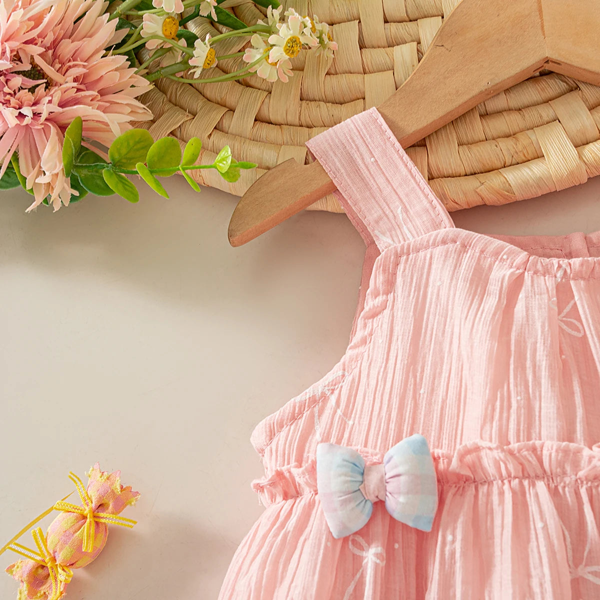 Casual Baby Clothes Korean Style Sweet Pink Baby Girl Suspender Dress Summer Birthday Party Gift Toddler Princess Dress