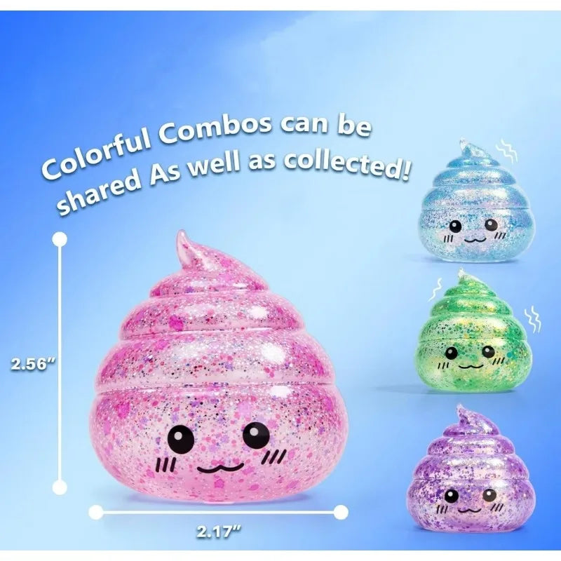 Novelty Squishy Poo Stress Ball Squishies Toys Glitter Funny Stretch Squeeze Fidget Toys for Kids Adults Party Prank Gift