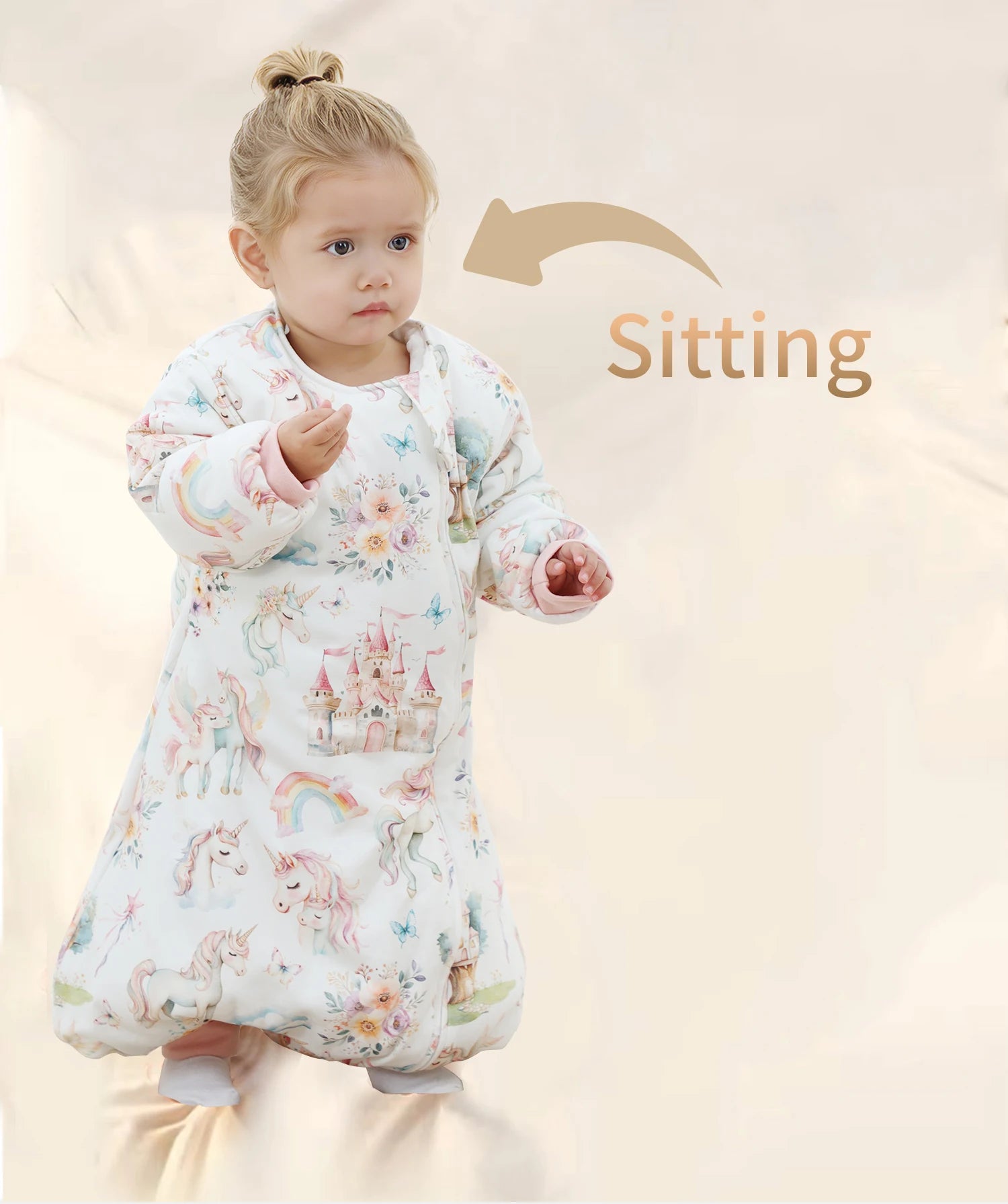 INSULAR Baby Cartoon Split-Leg Sleep Sack with Detachable Sleeves, 100% Cotton Thickened Winter & Autumn Toddler Sleeping Bag