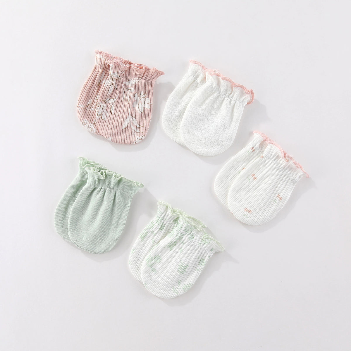 Kiddiezoom Newborn Gloves 0-6M 4/5 Pairs 100 Percent Cotton Breathable Baby Mittens For Newborns