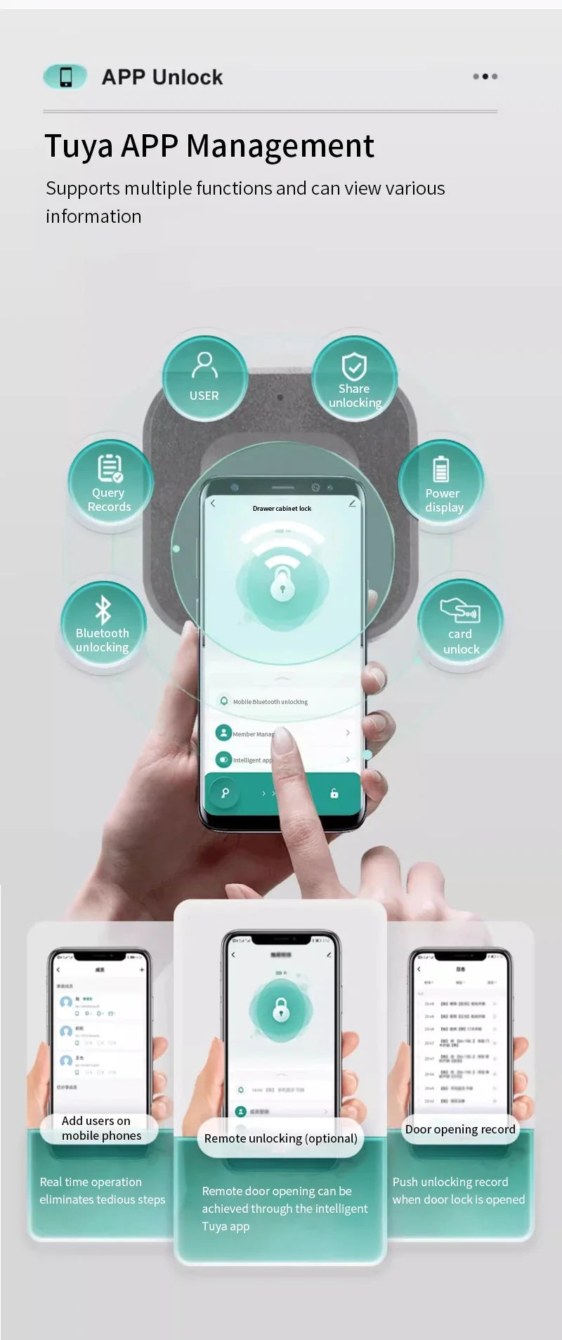 Support Tuya APP Smart Fingerprint No Punch Cam Lock Cabinet Lock Door Drawer Filing Cabinet Post Mail Box Furniture Locker