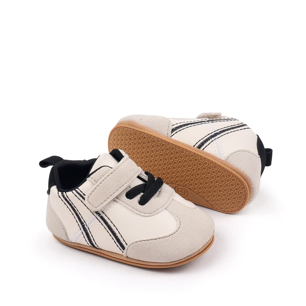 2025 New Spring Autumn Baby Girls and Boys Casual Sneakers TPR Sole Anti Slip Fashion Design PU Patchwork Infant Walking Shoes