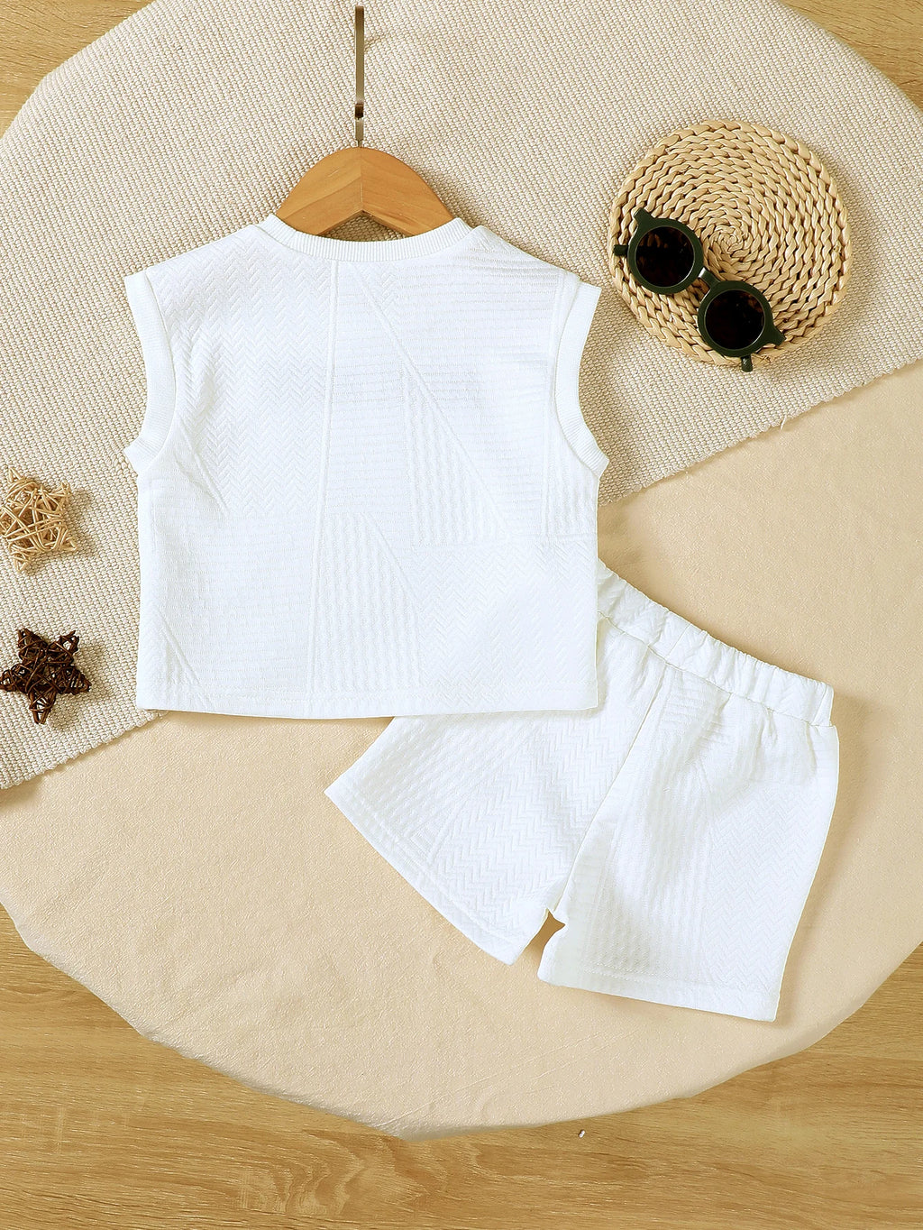 2Pcs Male Baby Sports Style White Letter Sleeveless+Shorts Set 0-4 Year Old Boys Summer Casual Set for Handsome little Boy
