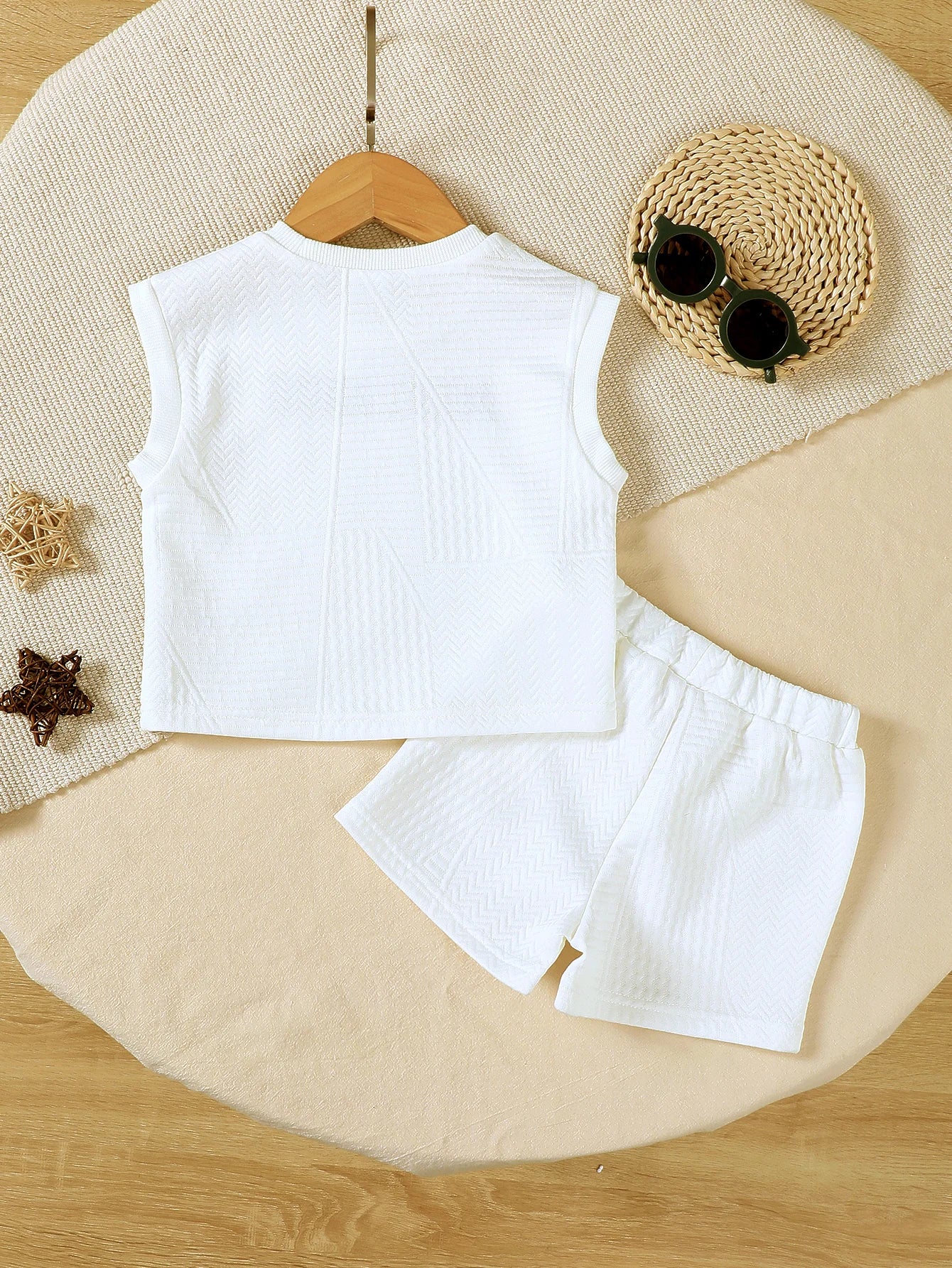 2Pcs Male Baby Sports Style White Letter Sleeveless+Shorts Set 0-4 Year Old Boys Summer Casual Set for Handsome little Boy