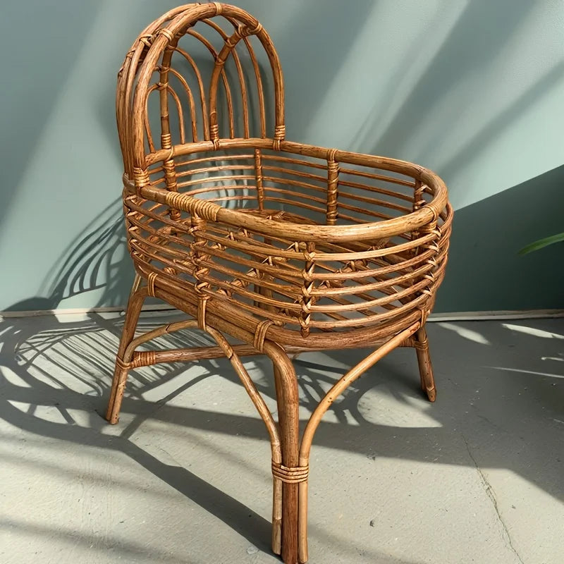 Large Size Twins Bed Baby Crib Newborn Photography Props Vintage Handmade Rattan Wooden Chair Photos Sofa Accessories