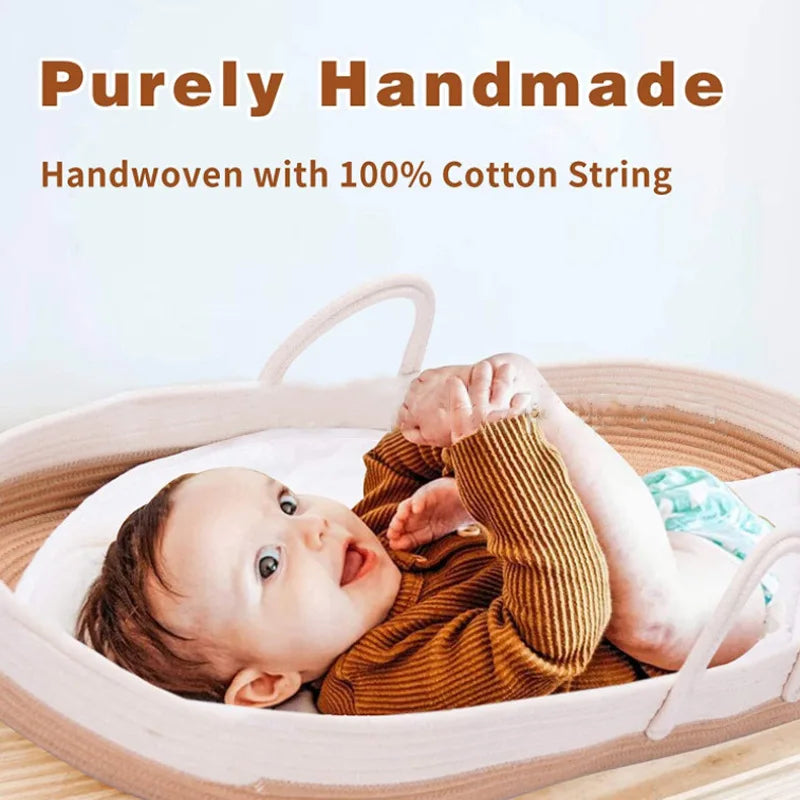 Portable Baby Carrying Basket Cradle for Newborn Woven Crib Bed Outdoor Sleeping Basket Nursery Storage Basket Photography Props