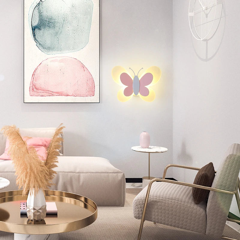 Modern Children's Room Butterfly Wall Light For Bedroom Bedside Wall Lamp Creative Personality Wall Decor LED Butterfly Sconce